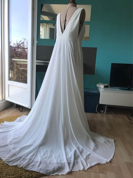Dos-nu robe de mariée  bohème Hervé Paris